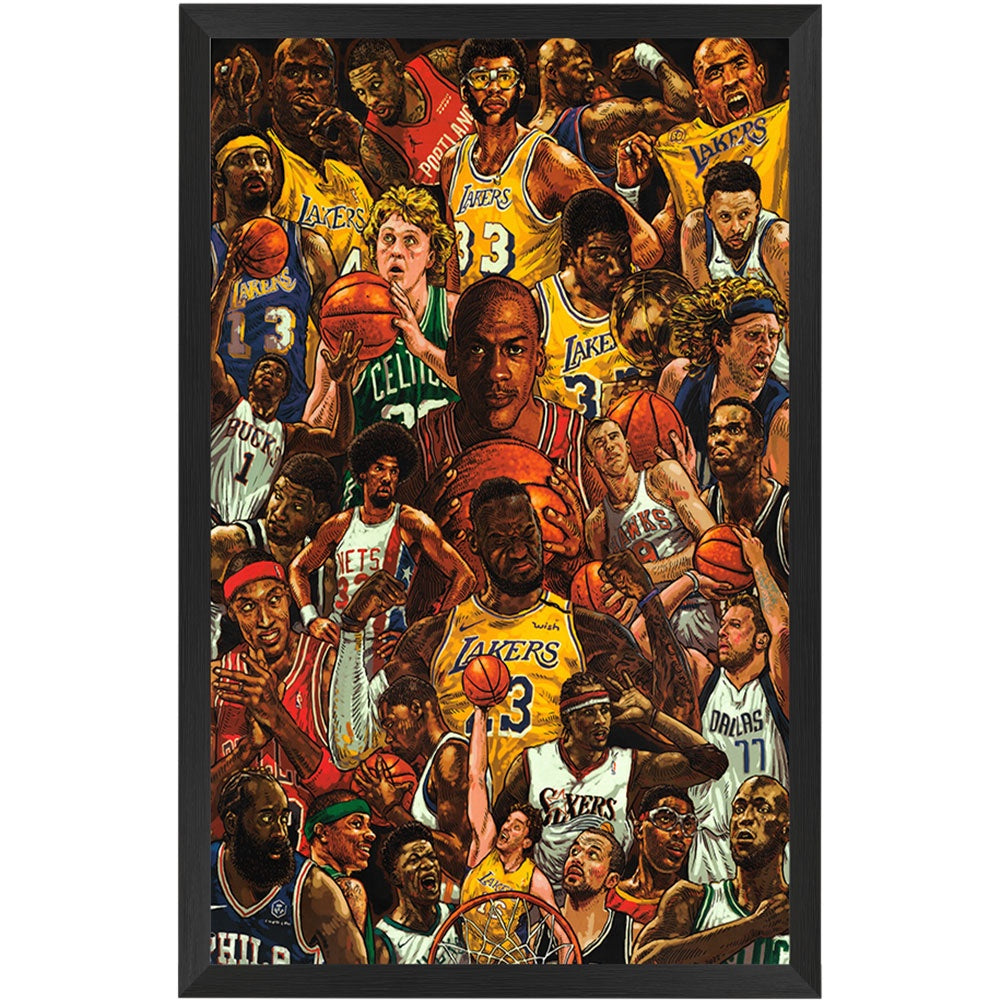 NBA League Superstars 23 Poster Framed