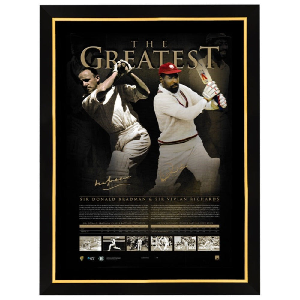 Don Bradman and Viv Richards The Greatest Signed Print Framed