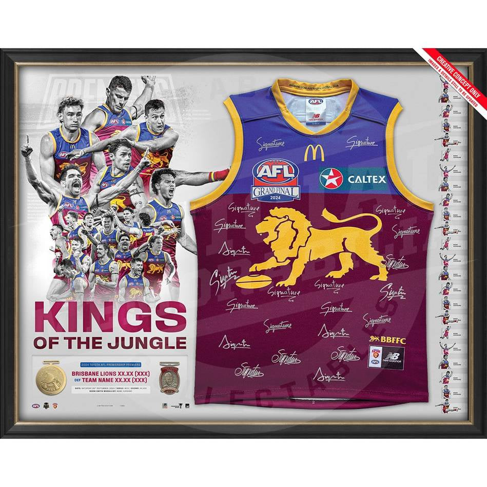 Pre-Order Brisbane Lions 2024 Premiers Team Signed Guernsey