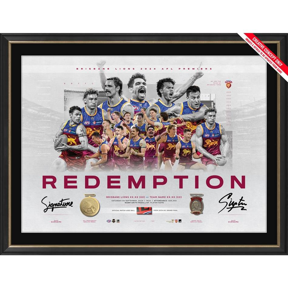 Brisbane Lions 2024 Premiers Dual Signed Lithograph