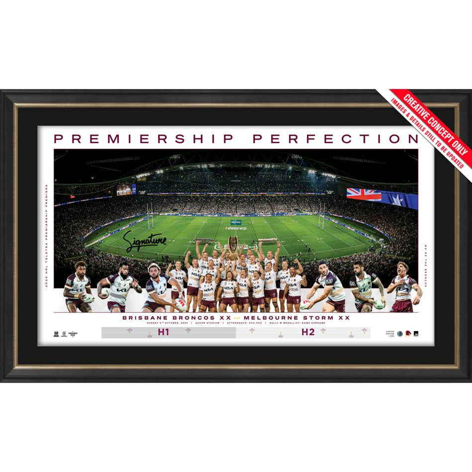 Brisbane Broncos 2025 Signed Premiership Panoramic