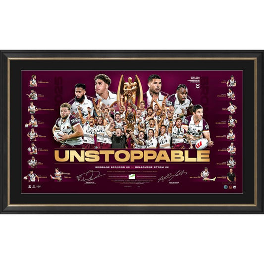 Brisbane Broncos Premiership Dual Signed Lithograph