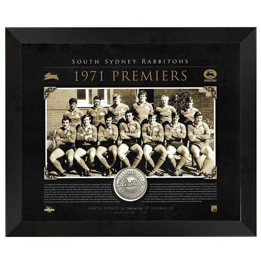 South Sydney Rabbitohs 1971 Premiers Heritage Medallion Print Framed