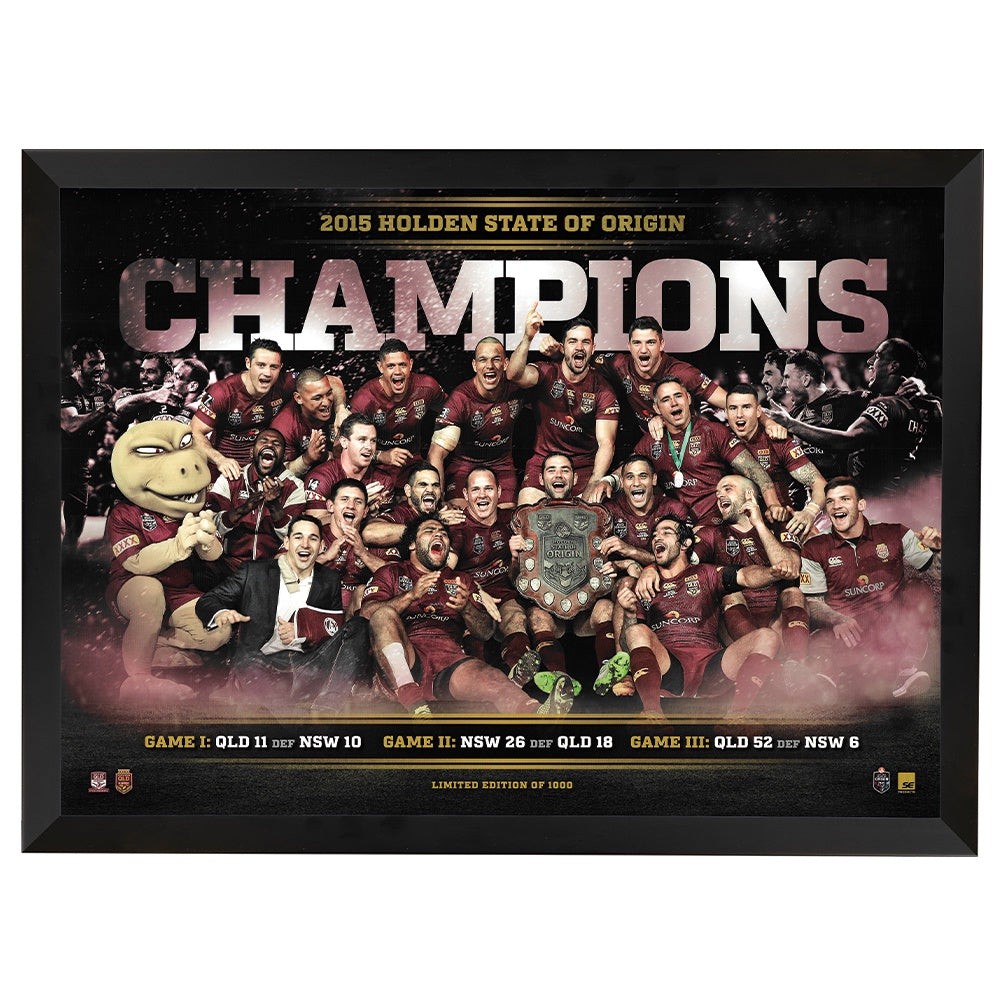 Queensland Maroons State Of Origin 2015 Champions Sportsprint Framed