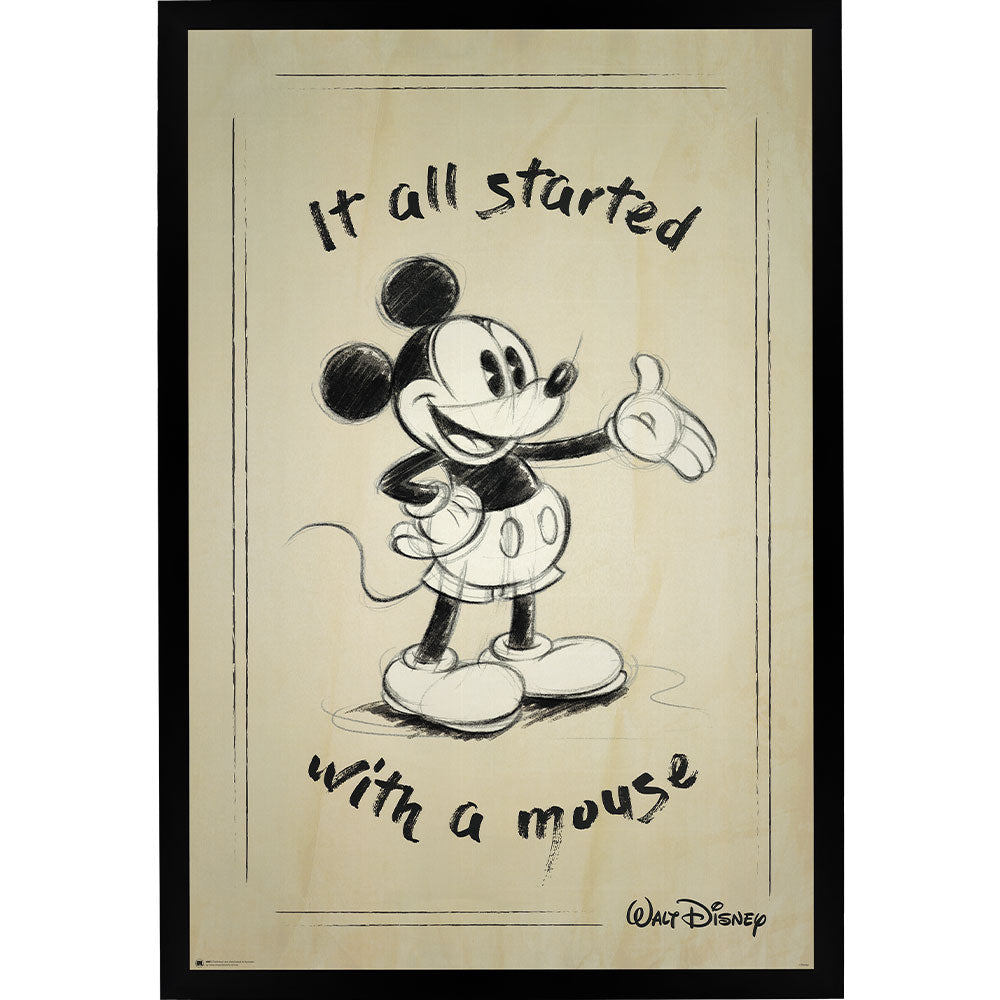 Mickey Mouse - It all started with a Mouse Poster Framed