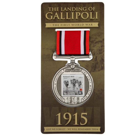Landing Of Gallipoli Stamp In Medal