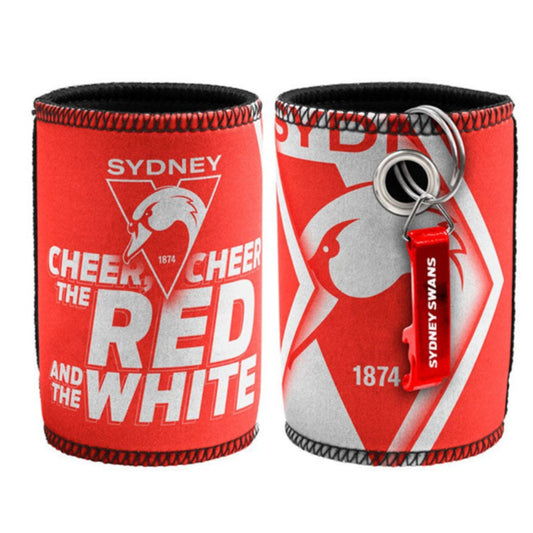 Sydney Swans AFL Bottle Opener Keyring and Can Cooler Stubby Holder