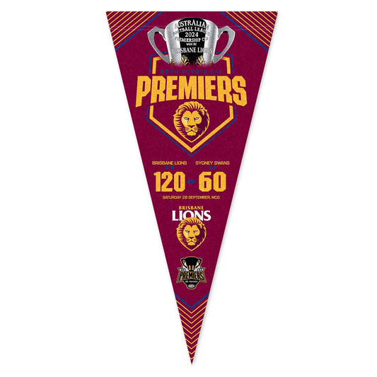 Brisbane Lions 2024 Premiers Pennant With Score