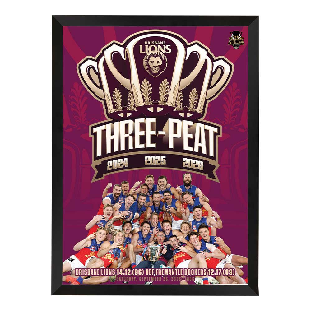Brisbane Lions 2026 Three-Peat Premiership Post Game Framed Print