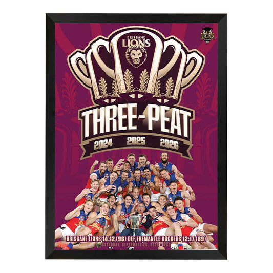Brisbane Lions 2026 Three-Peat Premiership Post Game Framed Print