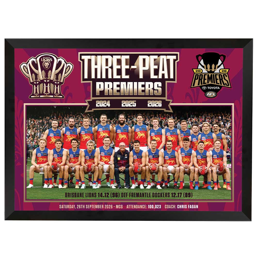 Brisbane Lions 2026 Three-Peat Premiership Pre Game Framed Print