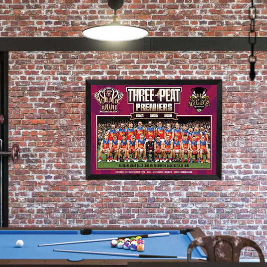Brisbane Lions 2026 Three-Peat Premiership Pre Game Framed Print