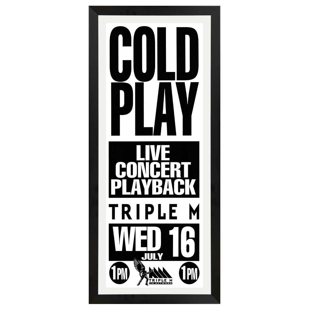 Coldplay - Live Concert Playback Promotional Vintage Daybill Poster Framed