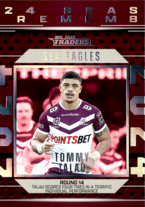 Tommy Talau Sea Eagles Season To Remember 2025 NRL Traders Trading Card SR 20/51