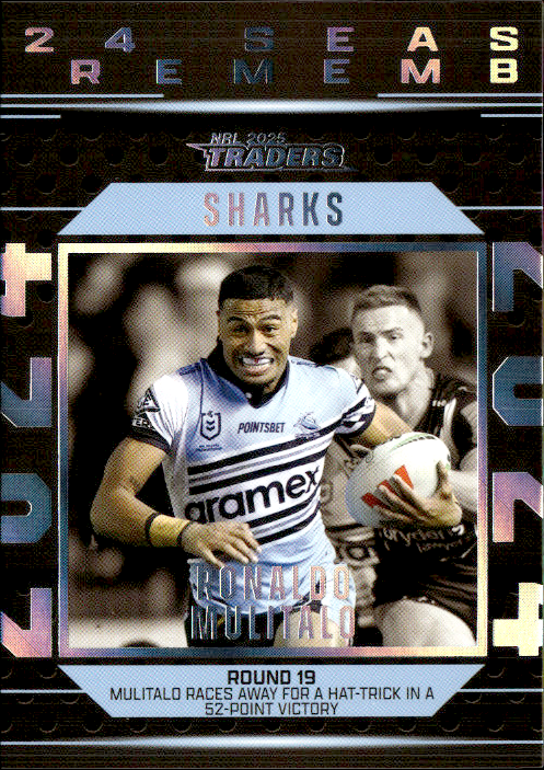 Ronaldo Mulitalo Sharks Season To Remember 2025 NRL Traders Trading Card SR 11/51