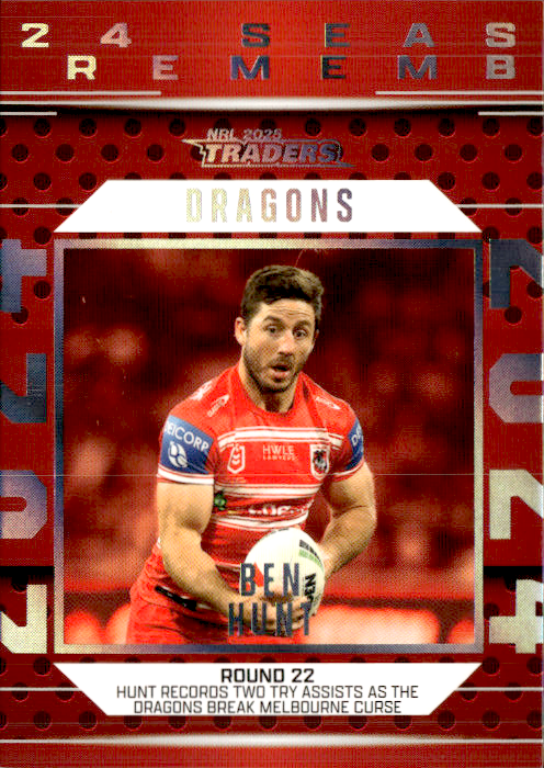 Ben Hunt Dragons Season To Remember 2025 NRL Traders Trading Card SR 41/51