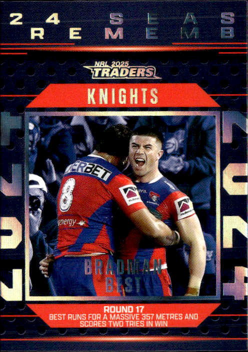 Bradman Best Knights Season To Remember 2025 NRL Traders Trading Card SR 26/51