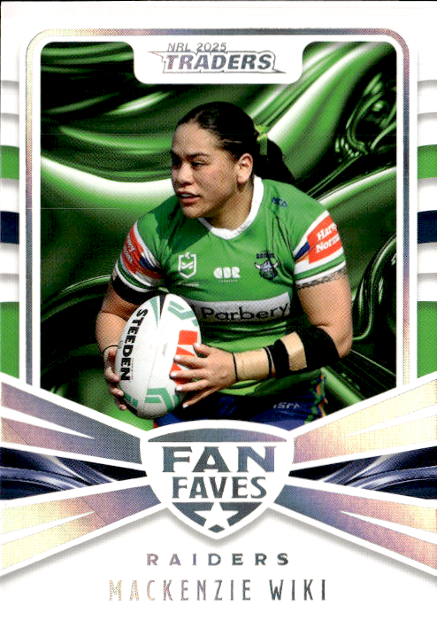 Mackenzie Wiki Raiders Fan Faves 2025 NRL Traders Trading Card FF 06/51