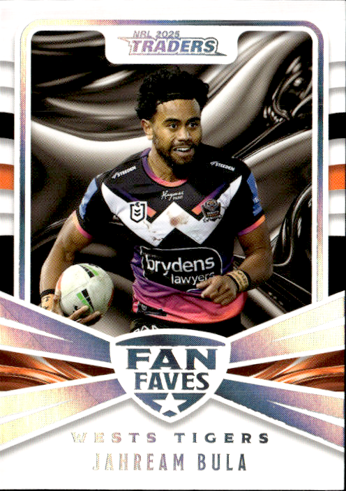 Jahream Bula West Tigers Fan Faves 2025 NRL Traders Trading Card FF 49/51