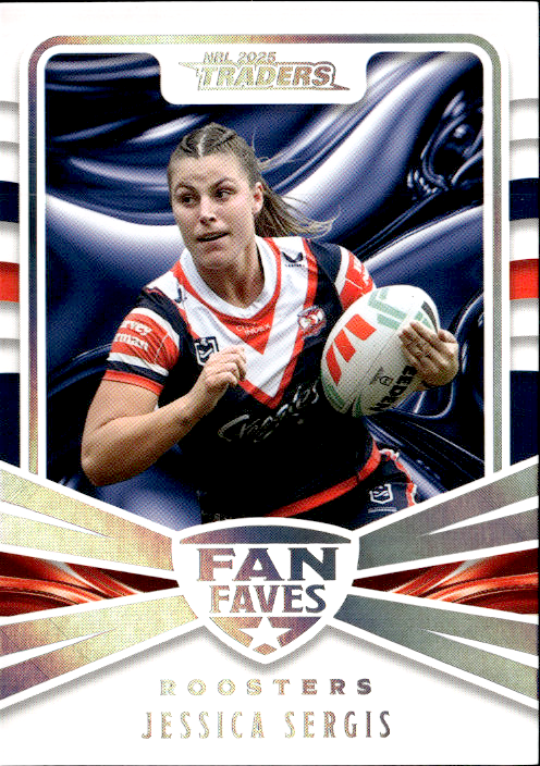 Jessica Sergis Roosters Fan Faves 2025 NRL Traders Trading Card FF 45/51