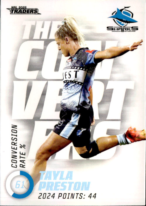 Tayla Preston Sharks The Converters 2025 NRL Traders Trading Card TC 20/27