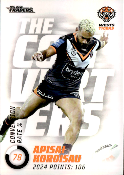 Apisai Koroisau West Tigers The Converters 2025 NRL Traders Trading Card TC 17/27