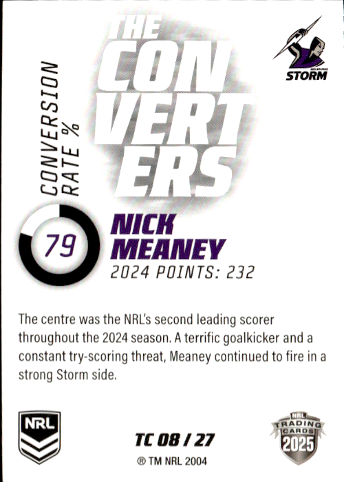 Nick Meaney Storm The Converters 2025 NRL Traders Trading Card TC 08/27
