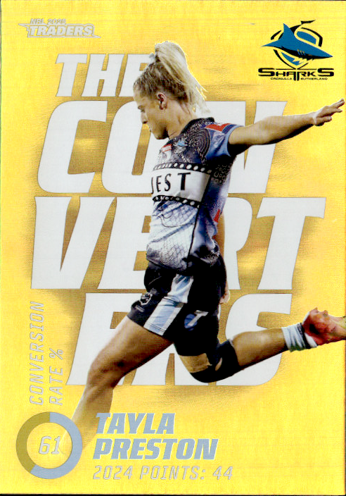 Tayla Preston Sharks The Converters Gold 2025 NRL Traders Trading Card TCP 20/27