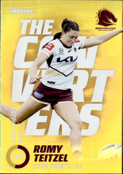 Romy Teitzel Broncos The Converters Gold 2025 NRL Traders Trading Card TCP 18/27