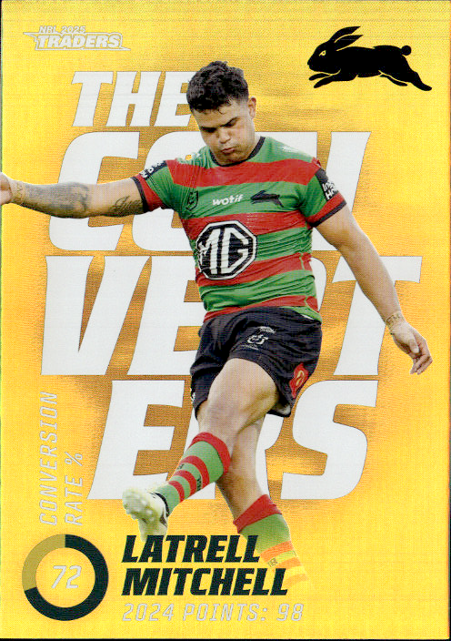 Latrell Mitchell Rabbitohs The Converters Gold 2025 NRL Traders Trading Card TCP 13/27