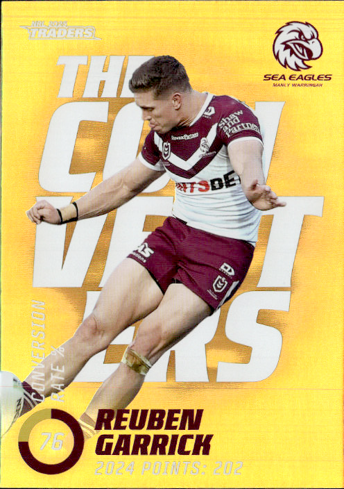 Reuben Garrick Sea Eagles The Converters Gold 2025 NRL Traders Trading Card TCP 07/27