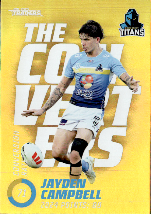 Jayden Campbell Titans The Converters Gold 2025 NRL Traders Trading Card TCP 06/27