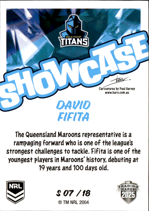David Fafita Titans Showcase 2025 NRL Traders Trading Card S 07/18