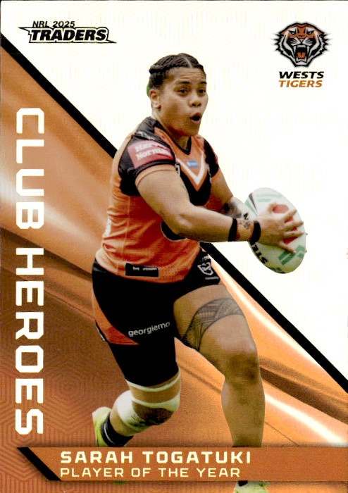 Sarah Togatuki West Tigers Club Heroes 2025 NRL Traders Trading Card CH 44/44