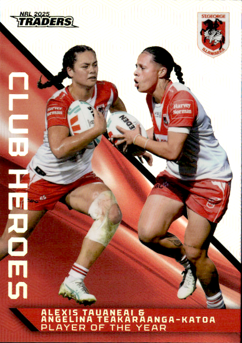 Alexis Tauaneai & Angelina Teakaraanga-Katoa Dragons Club Heroes 2025 NRL Traders Trading Card CH 36/44