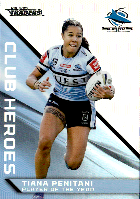 Tiana Penitani Sharks Club Heroes 2025 NRL Traders Trading Card CH 11/44