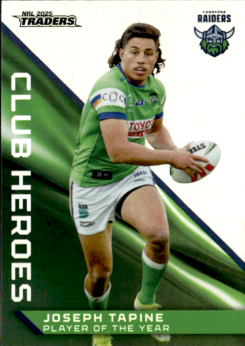 Joseph Tapine Raiders Club Heroes 2025 NRL Traders Trading Card CH 04/44