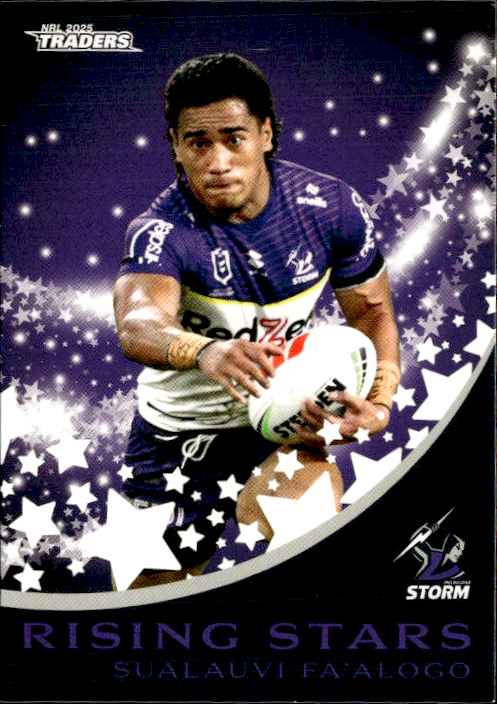 Sualauvi Fa'Alogo Storm Rising Stars 2025 NRL Traders Trading Card RS 23/51