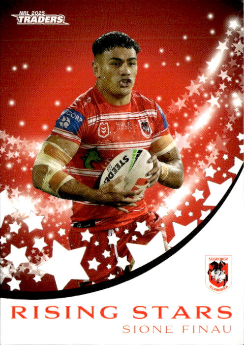 Sione Finau Dragons Rising Stars 2025 NRL Traders Trading Card RS 41/51