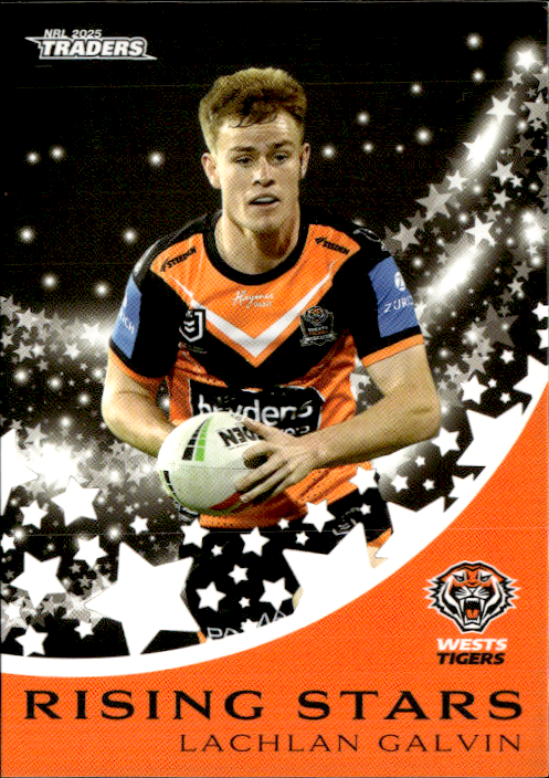 Lachlan Galvin West Tigers Rising Stars 2025 NRL Traders Trading Card RS 49/51