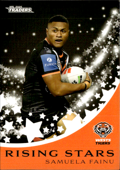 Samuela Fainu West Tigers Rising Stars 2025 NRL Traders Trading Card RS 50/51