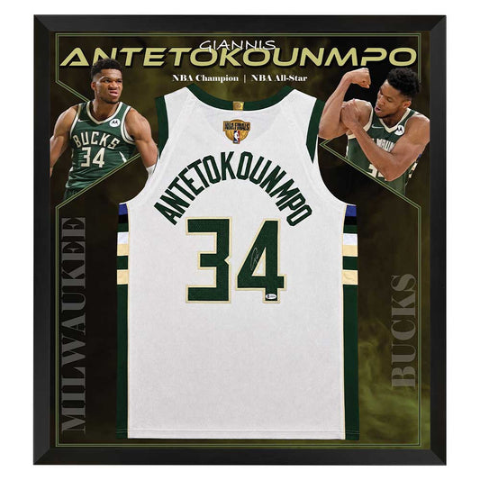 Giannis Antetokounmpo Signed Bucks Jersey Frame