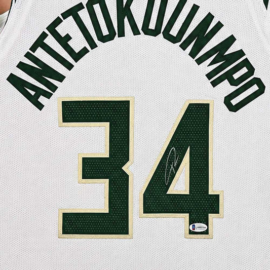 Giannis Antetokounmpo Signed Bucks Jersey Frame