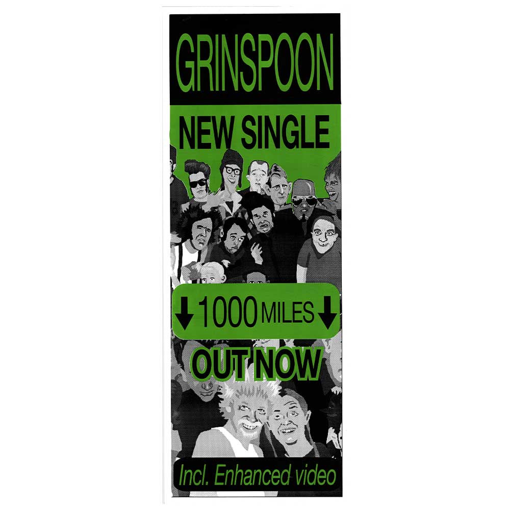 Grinspoon - 1000 Miles Promotional Vintage Daybill Poster Unframed