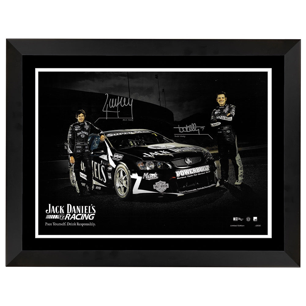Jack Daniels Racing Signed  Rick & Todd Kelly Print Framed