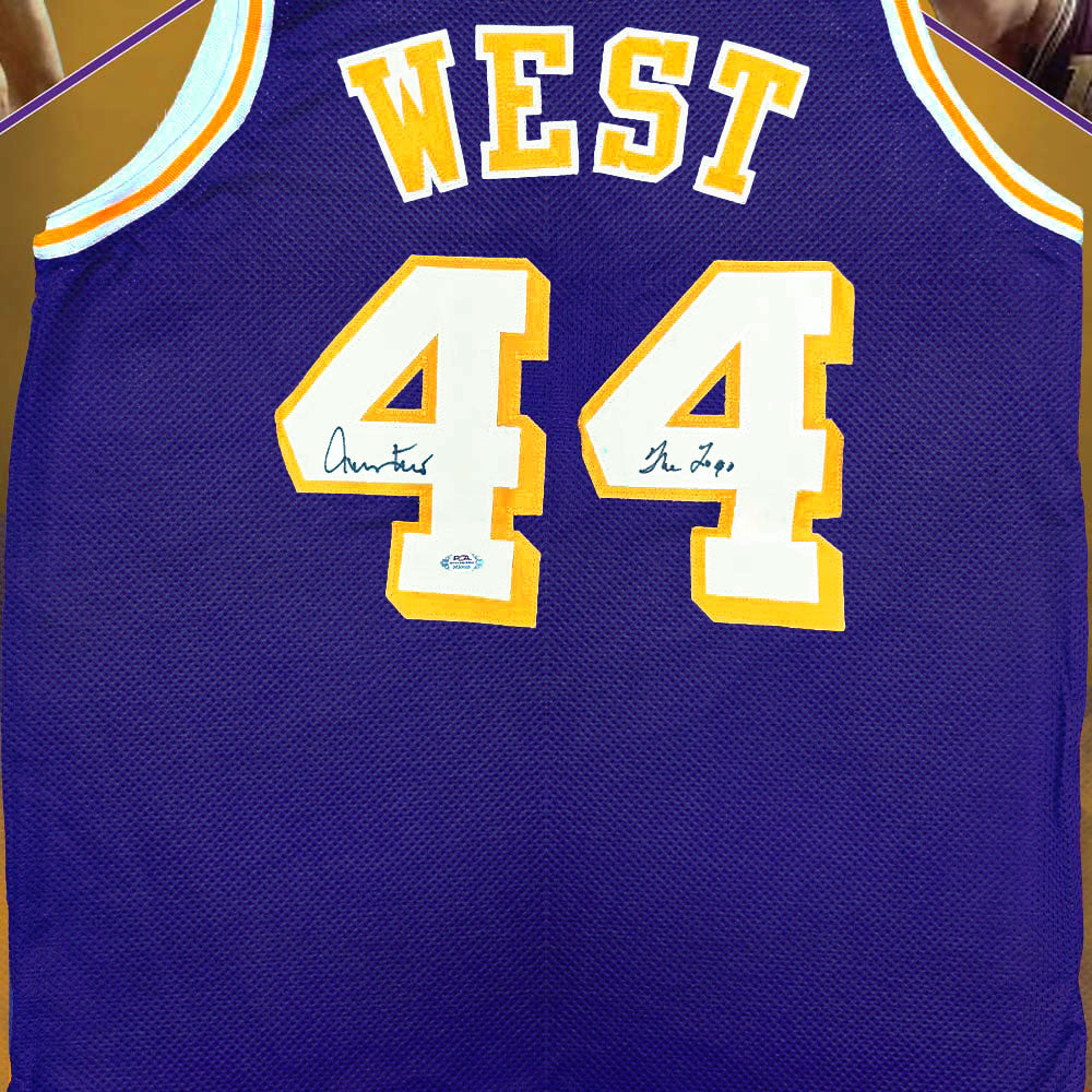 Jerry West Personally Signed Purple Lakers Jersey 3rd Party Certified Framed