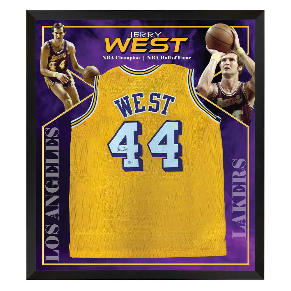 Basketball Jerry West Signed Lakers Yellow Jersey 3rd Party Framed