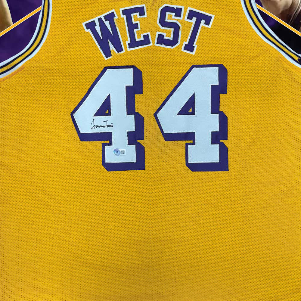 Basketball Jerry West Signed Lakers Yellow Jersey 3rd Party Framed