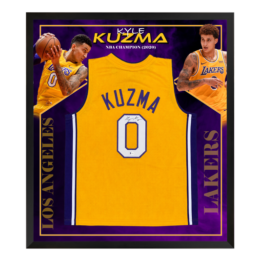 Basketball Kyle Kuzma Signed Lakers Jersey Framed
