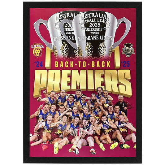 Brisbane Lions 2025 Premiers Framed Celebration Poster